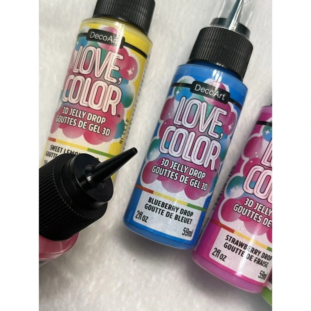 DecoArt Love Color 3D Jelly Drops Paint Set – 6 Pack – Dimensional Craft Paint